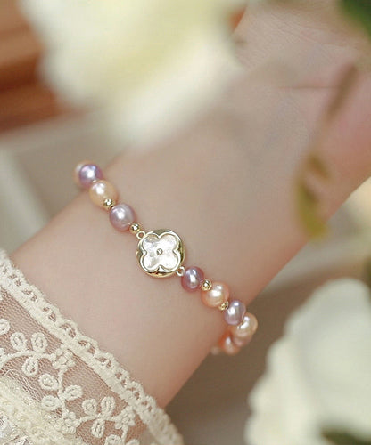 Rainbow Sterling Silver Alloy Pearl Beading Bracelet