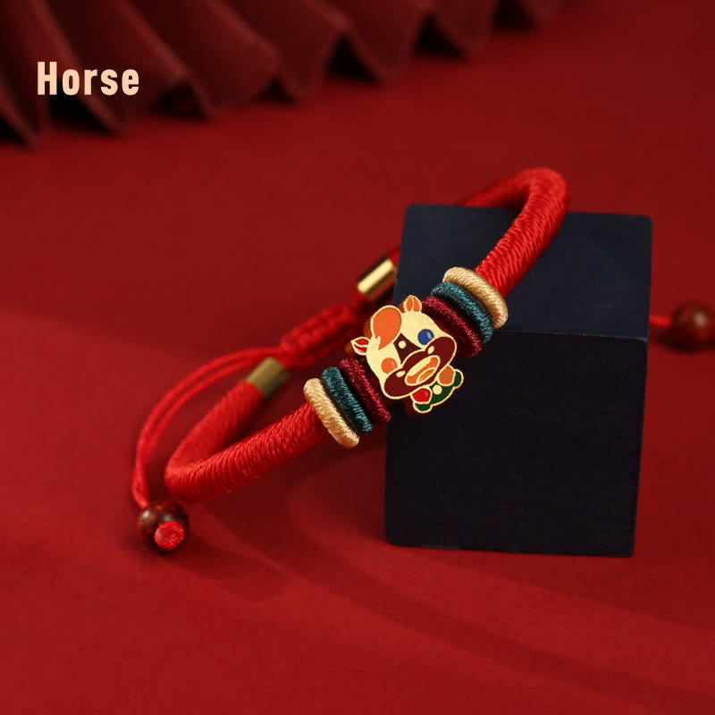 Buddha Stones Handmade 925 Sterling Silver Year of the Dragon Chinese Zodiac Luck Braided Red Bracelet