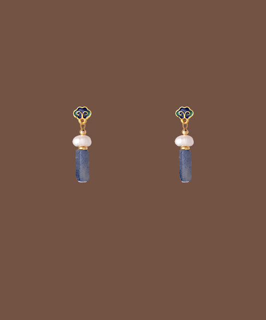 Classy Multicolor Copper Drip Glaze Pearl Drop Earrings