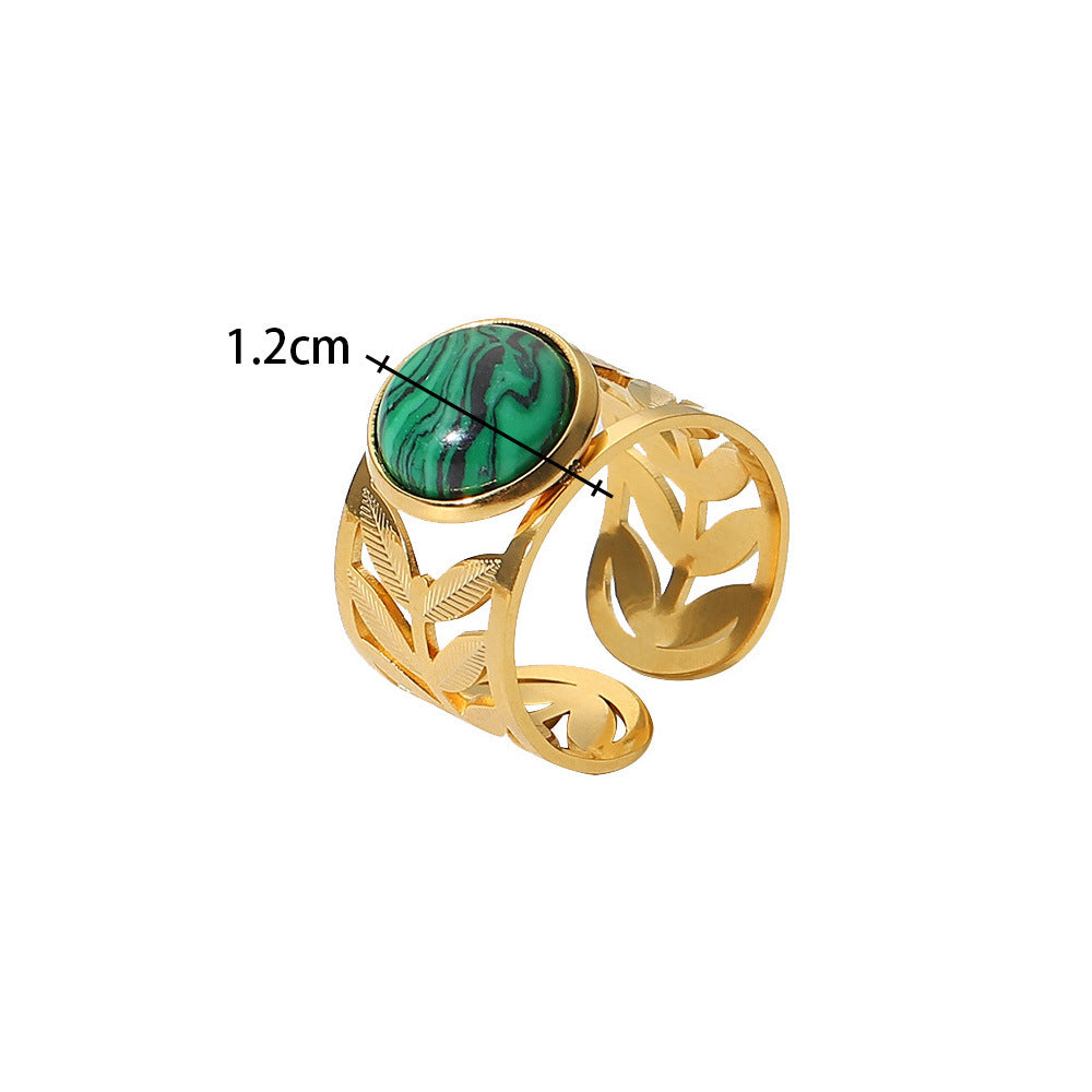 Inlaid Malachite Stainless Steel Ring