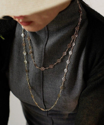 Gold Copper Overgild Hollow Out Sweater Lariat Necklace