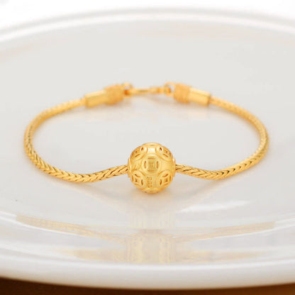 Buddha Stones Tibetan 18k Gold Om Mani Padme Hum Lucky Koi Fish Fu Character Ingot Copper Coin Peace Bracelet