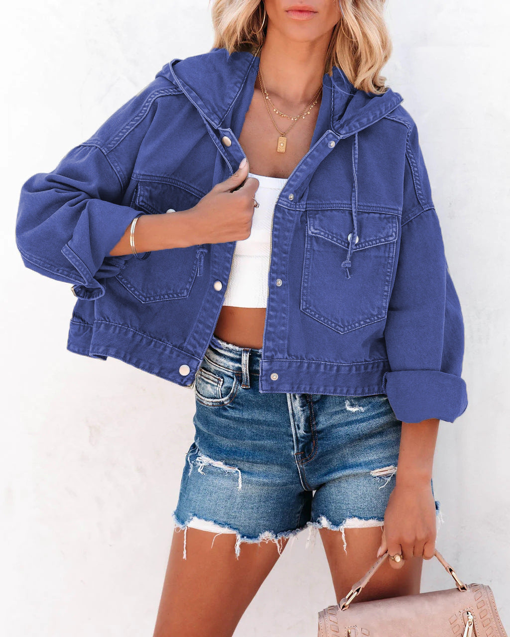 Denim Coat Autumn Winter Street Hipster Hoodie With Drawstrings Baggy Coat