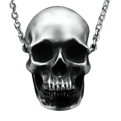 Gothic Pendant in the Form Humans Skull / Copper Silver Color Necklace