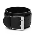 Punk Genuine Leather Bracelet / Bangle Double Wide of Black Color