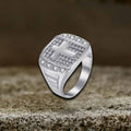 Cross Diamond-set Stainless Steel Ring