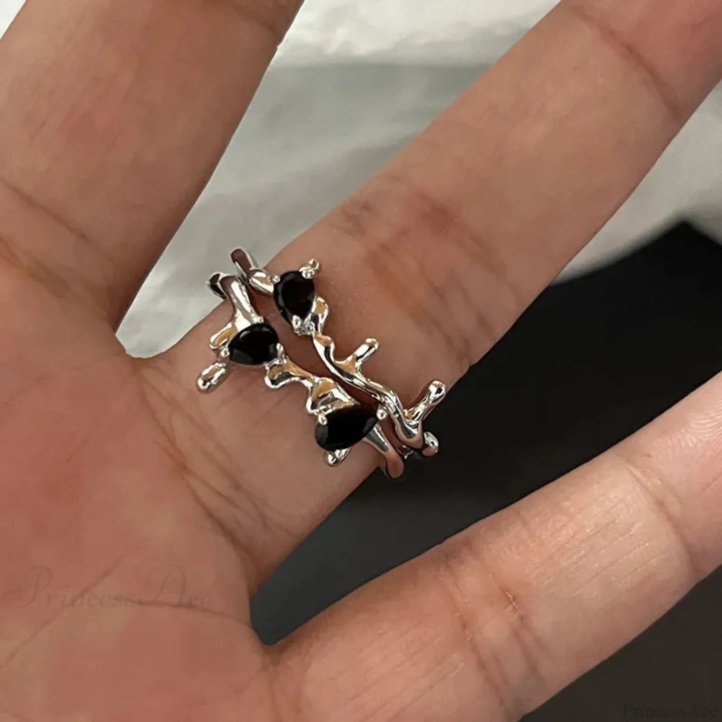 Dark Crystal Ebony Spider Ring