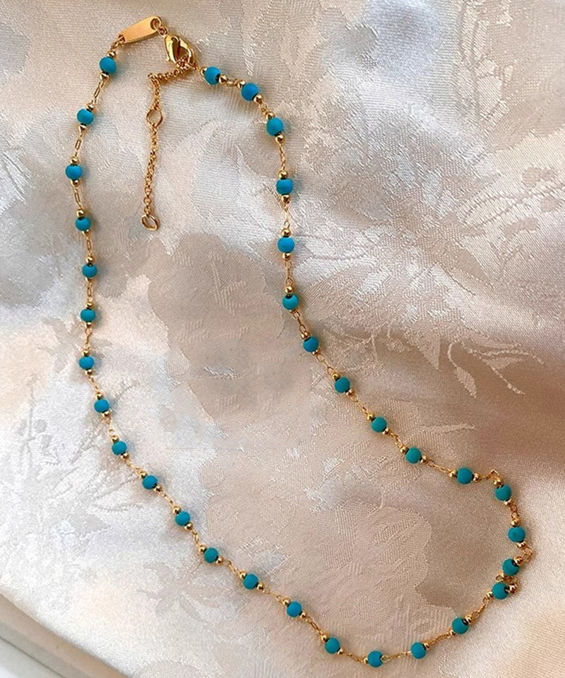 Turquoise Stringing Beads Paitings Adjustable Copper Necklace