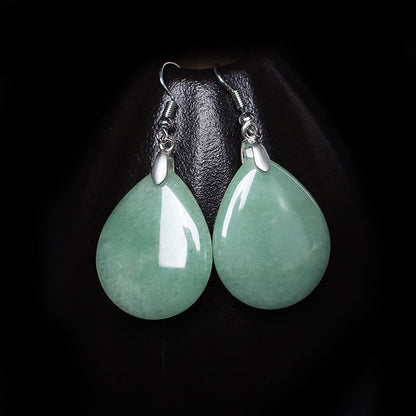 Green Aventurine Healing Drop Earrings With Pink Crystal & Tiger Eye