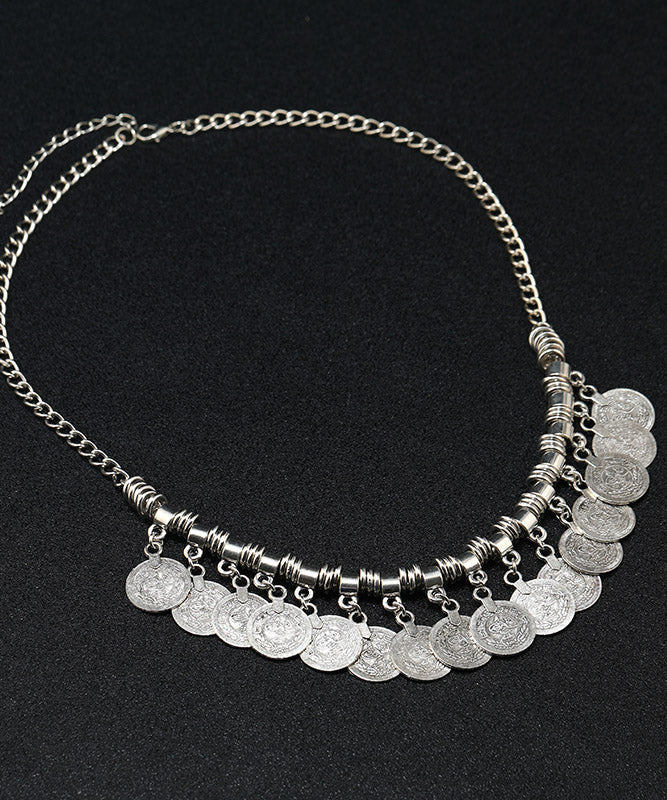 Silk Sterling Silver Tassel Coin Pendant Necklace