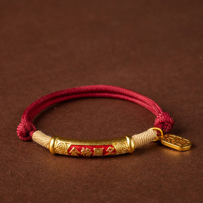 Buddha Stones 999 Sterling Silver Tibet Handmade Om Mani Padme Hum Fu Character Toprank Character Luck Braided Bracelet