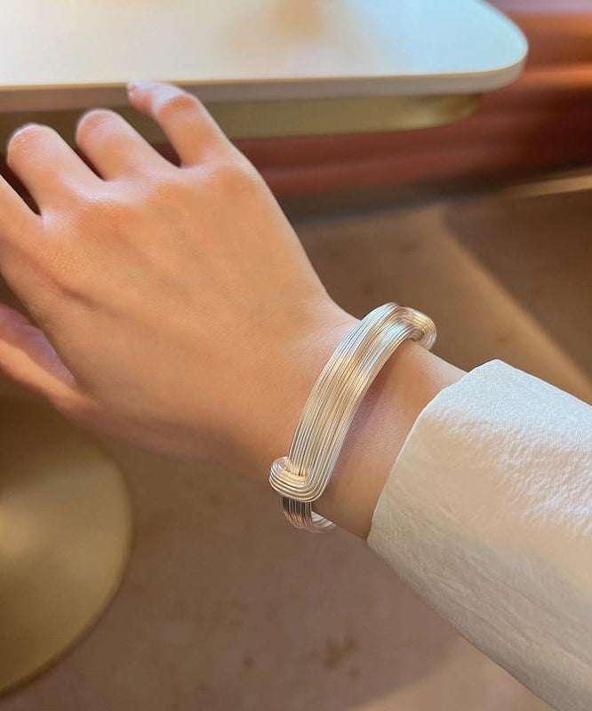 Stylish Silk Sterling Silver Chain Chain Bracelet Two-piece Set