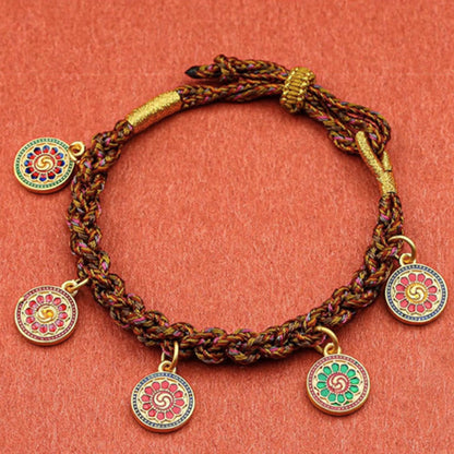 Five Gods of Wealth Spiritual String Bracelet 14k Gold