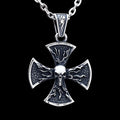 Flaming Cross Pattee Skull Pendant