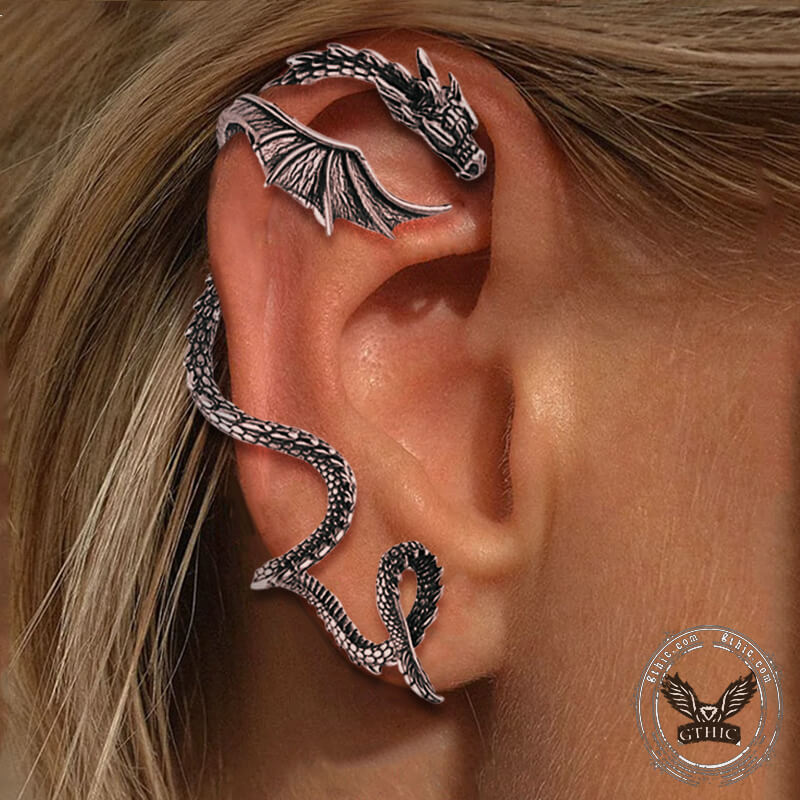 Flying Dragon Stainless Steel Stud Earrings