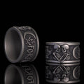 Forever More Wings Hourglass Moon Sterling Silver Skull Ring