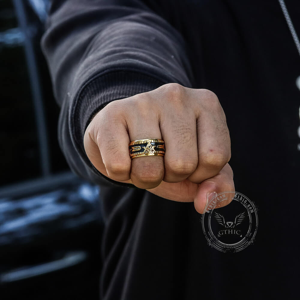 Freemasonry Symbol Stainless Steel Spinner Ring