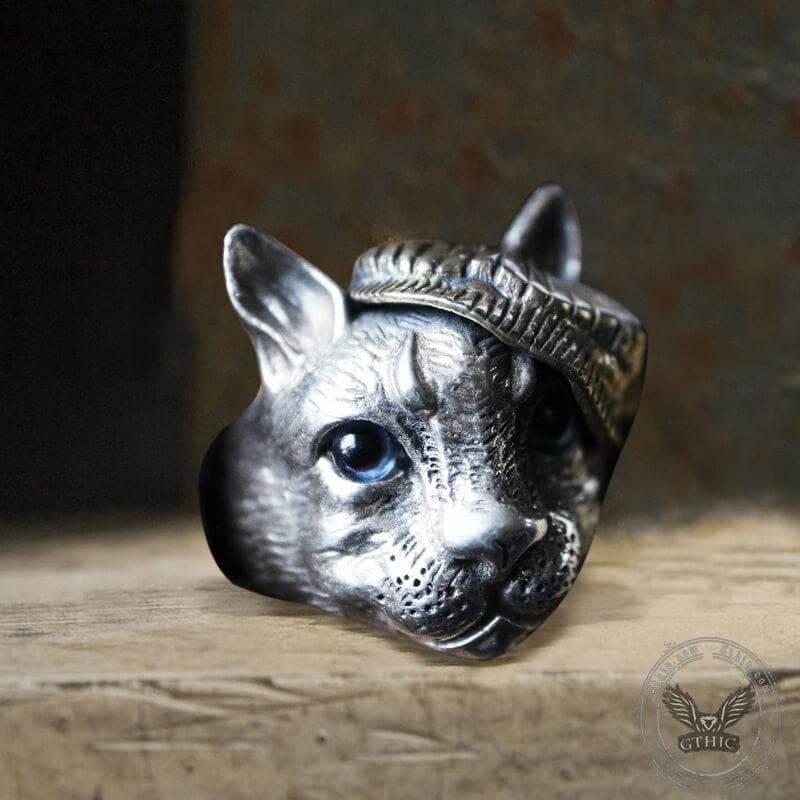 Gentleman Cat Crystal Cat���s Eyes Sterling Silver Ring