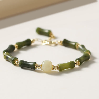 Glass Bead Bamboo Luck Strength Spiritual Bracelet
