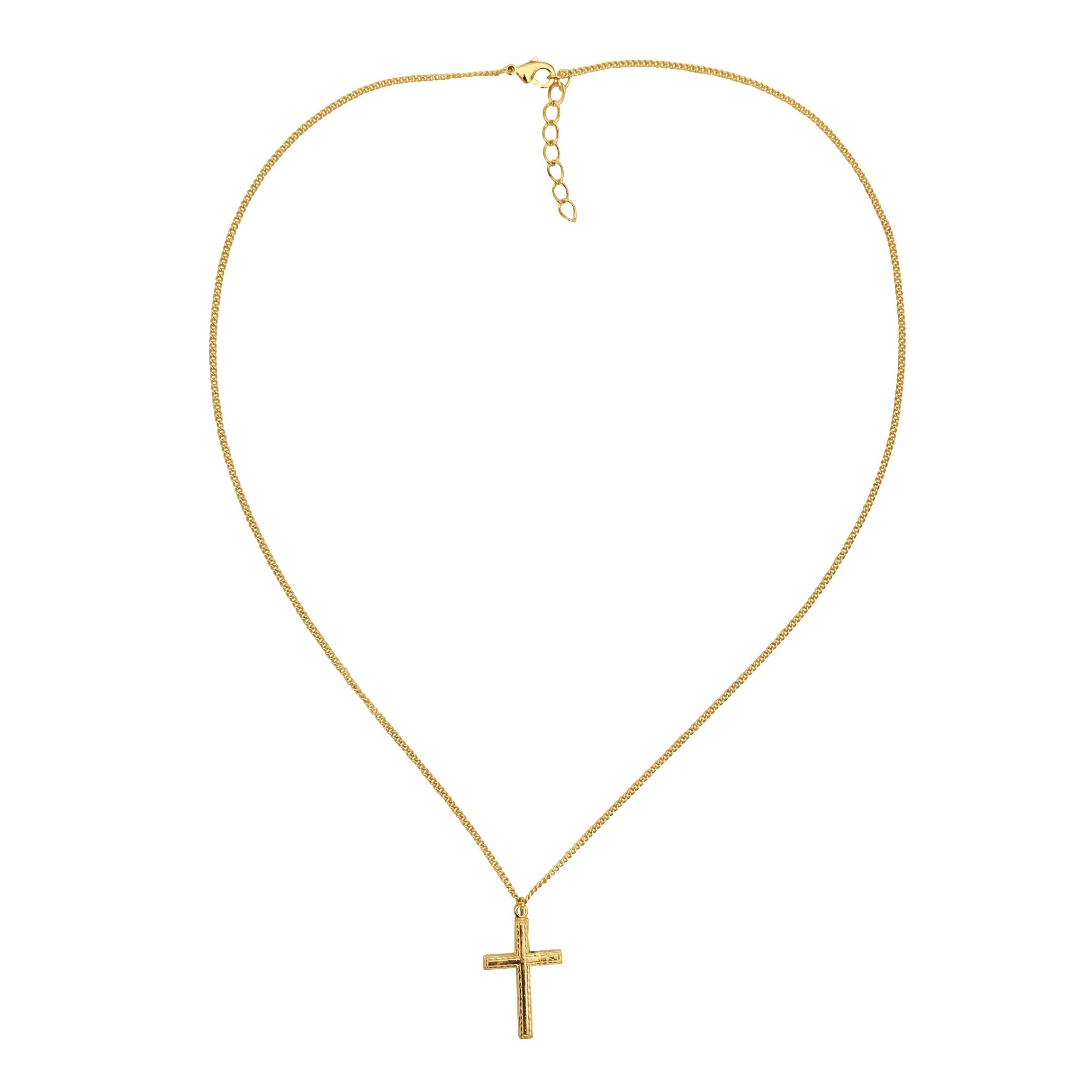 14k Gold-filled Flat Cross Pendant Necklace, 18" Chain With 1 1/4" Extender