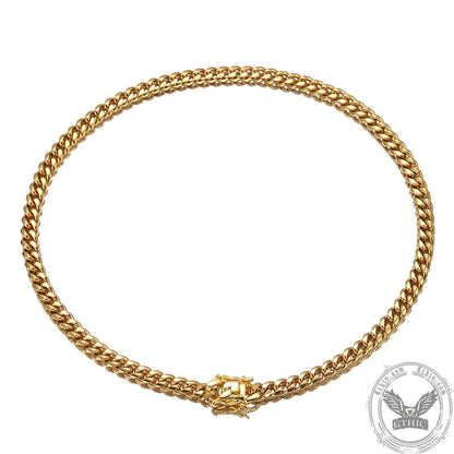 Golden Heavy Cuban Link Chain Stainless Steel Necklace