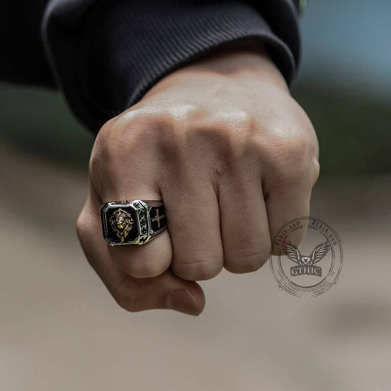 Golden Lion Stainless Steel Beast Ring
