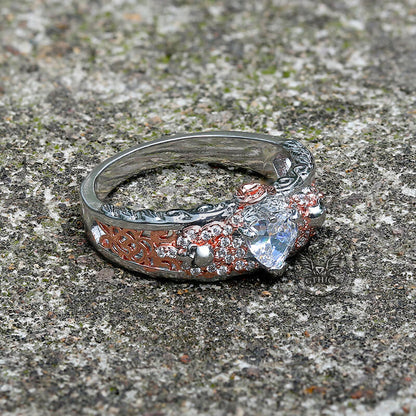 Goth Death Rose Brass Skull Wedding Ring
