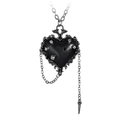 Gothic Black Pewter Voodoo Witches Heart Pendant