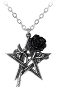 Gothic Black Rose and Pentagram Gothic Pendant