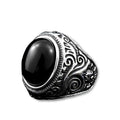 Gothic Blue and Black Stone Ring / Stainless Steel Alternative Jewelry