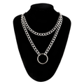 Gothic Double Layer Chain Necklace / Choker Collar With Circle