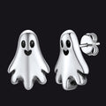 Halloween Silver Ghost Stud Earrings for