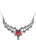 Gothic Heart Crystal Necklace With Ornate Tudor Design