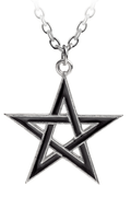 Gothic Occult Pentagram Pendant in Silver and Black