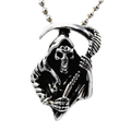 Gothic Reaper Pendant / Sterling Silver Jewerly / Skeleton Pendant