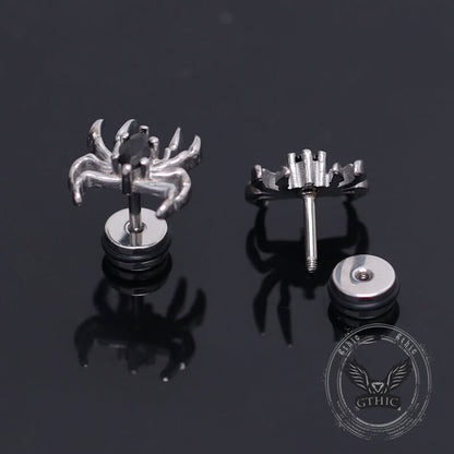 Gothic Black Gem Spider Stainless Steel Animal Earrings