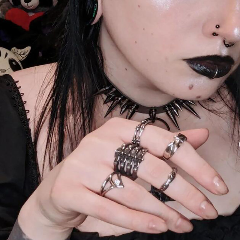 Gothic Bone Stainless Steel Skull Ring
