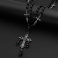 Gothic Cross Beaded Stainless Steel Stacking Necklace