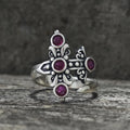 Gothic Curved Sword Sterling Silver Gem Ring