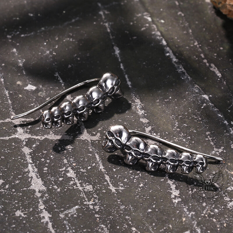 Gothic Evil Skull Design Stainless Steel Earrings
