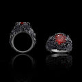 Gothic Pattern Zircon-set Sterling Silver Ring