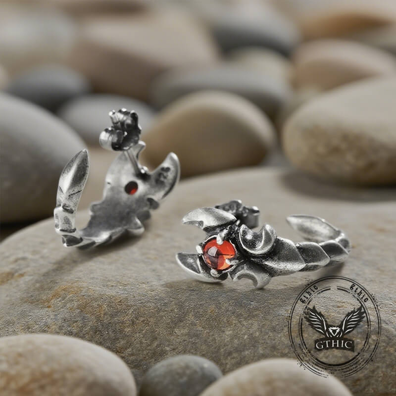 Gothic Gemstone Scorpion Sterling Silver Animal Earrings