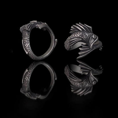 Gothic Mutant Fish Sterling Silver Animal Ring