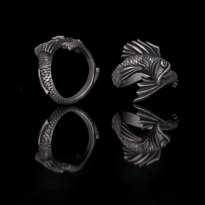 Gothic Mutant Fish Sterling Silver Animal Ring