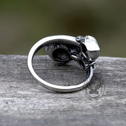 Gothic Rose Skull Stainless Steel Ring