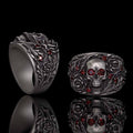 Gothic Rose Skull Sterling Silver Gemstone Ring