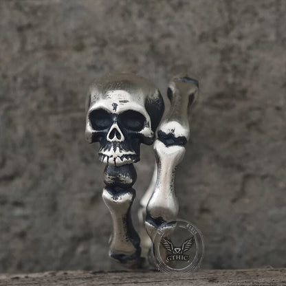 Gothic Skull Bone Sterling Silver Open Ring