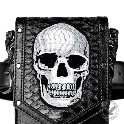 Gothic Skull Embroidered Leather Bag