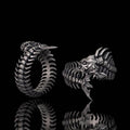 Gothic Skull Fishbone Spine Sterling Silver Open Ring
