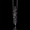Gothic Skull Thorn Sword Sterling Silver Pendant